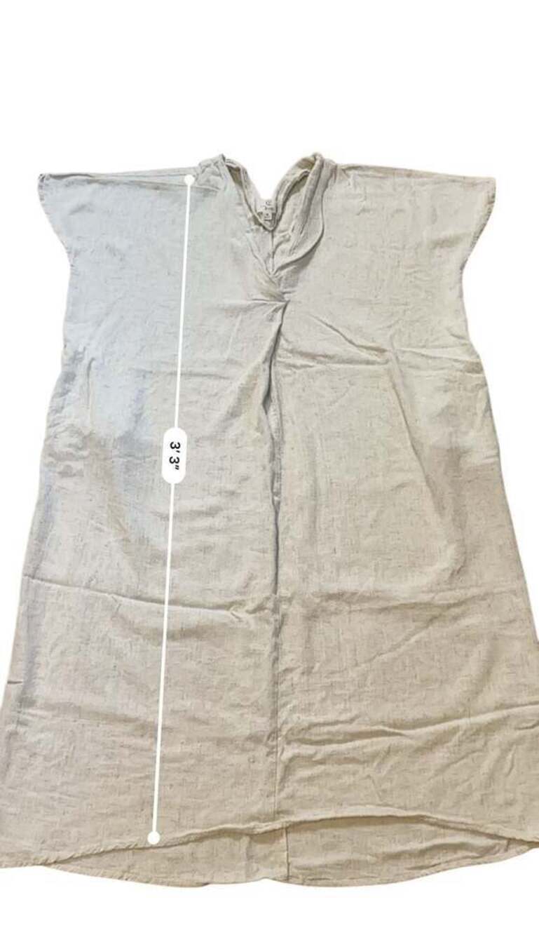 P. CILL V-Neck Short Sleeve Midi Dress in Taupe - Picture 8 of 8